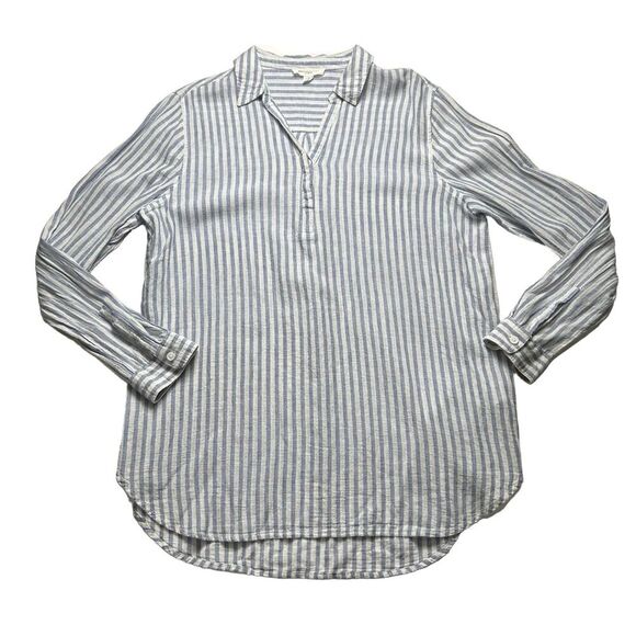 Beach Lunch Lounge Collection Size Large Tunic Long Sleeve Blue&White Striped - Picture 1 of 5